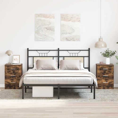 Нощни шкафчета 2 бр опушен дъб 38x35x56 см инженерно дърво