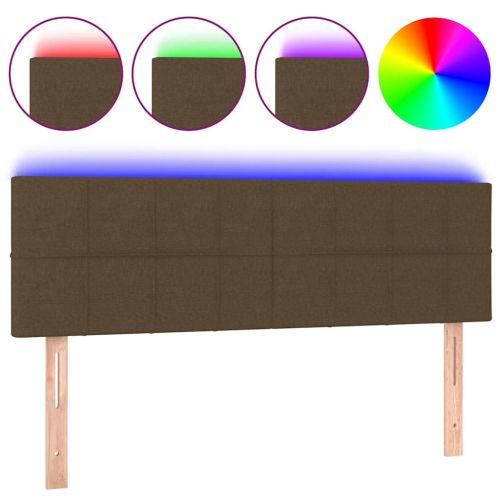 LED горна табла за легло, тъмнокафява, 144x5x78/88 см, плат