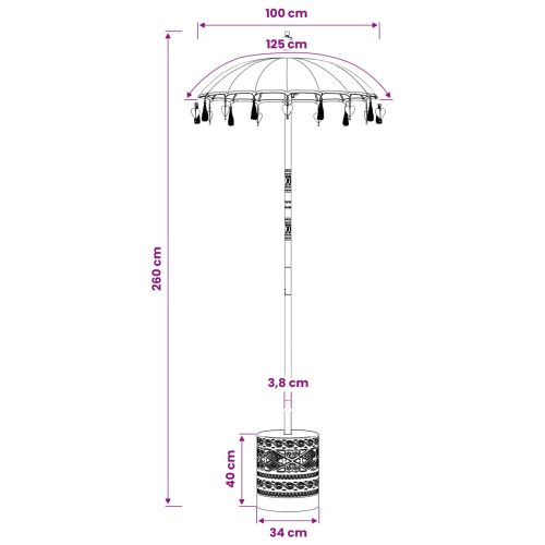 Балийски чадър с основа Жълто 95 x 95 x 260 см