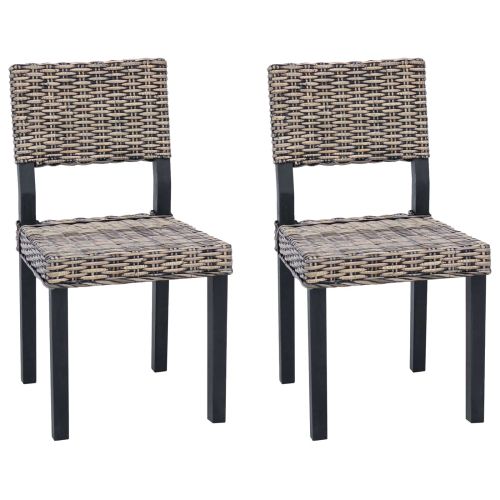 Трапезен стол GENDT 2 бр. Кубу Ратан Черен лак 46 x 55 x 84 см
