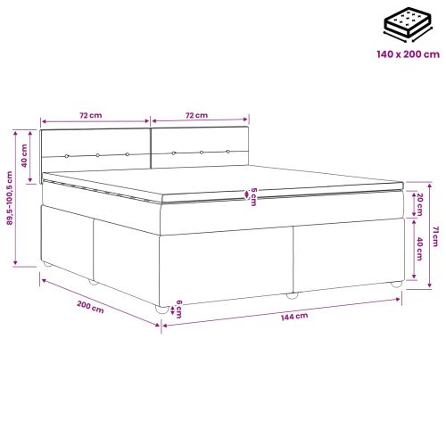 Континентално легло с матрак Кремаво 140 x 200 cm Текстил