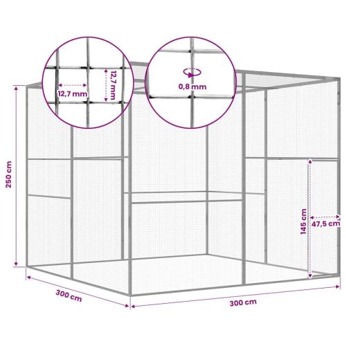 Клетка за котки 3x3x2,5 м поцинкована стомана