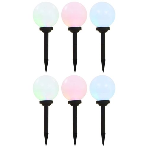 Външни соларни лампи 6 бр LED сферични 20 см RGB
