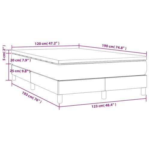 Боксспринг легло с матрак, черно, 120x190 см, кадифе