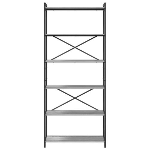 Рафт за книги 80 x 30 x 189,5 см Инженерна дървесина Сив сонома