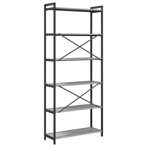Рафт за книги 80 x 30 x 189,5 см Инженерна дървесина Сив сонома