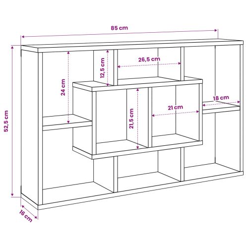 Стенен рафт Черния дъб 85 x 16 x 52,5 см Инженерна дървесина