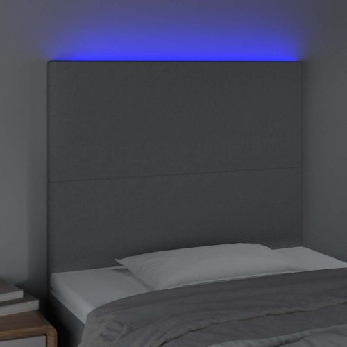 LED горна табла за легло, светлосива, 80x5x118/128 см, плат