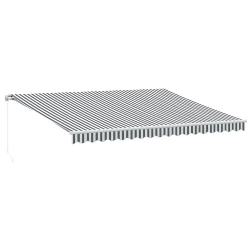 Ръчно прибираща се тента с LED, антрацит и бял, 450x350 см