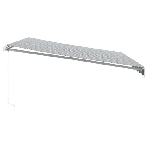 Ръчно прибираща се тента с LED, антрацит и бял, 450x350 см