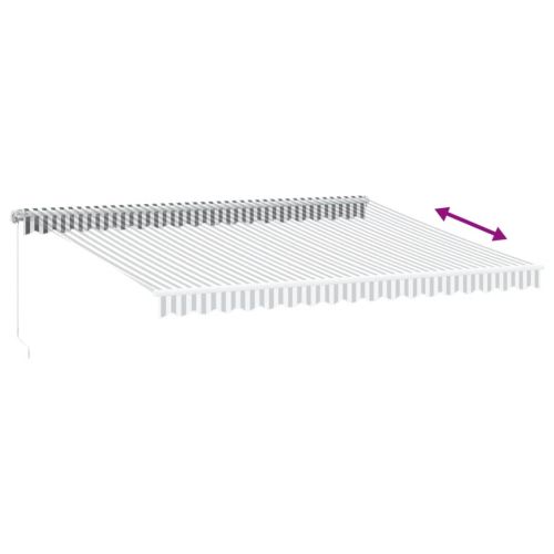 Ръчно прибираща се тента с LED, антрацит и бял, 450x350 см