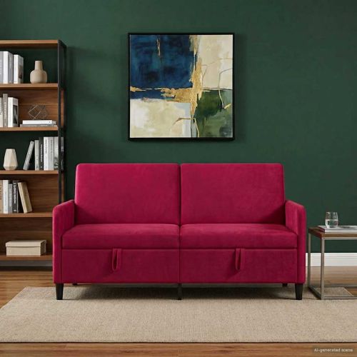 Диван с storage Виненочервен 172 x 78 x 87 см Полиестер