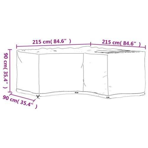 Покривала за ъглови градински мебели 2 бр 16 капси 215x215x90см