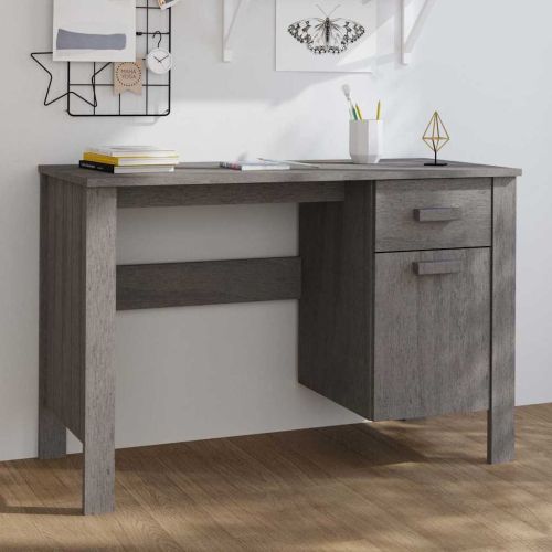 Бюро HAMAR, светлосиво, 113x50x75 см, борово дърво масив