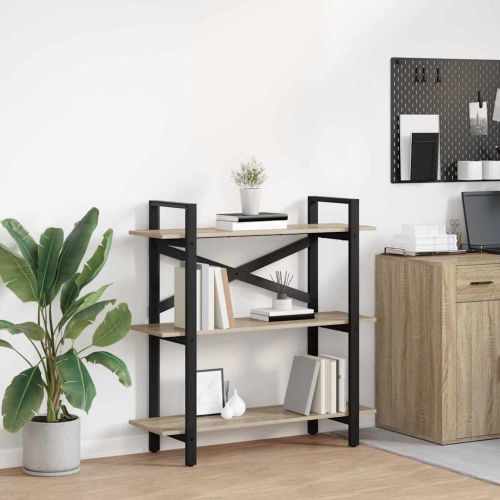 Рафт за книги 3 нива 100 x 33,5 x 102 см Инженерна дървесина