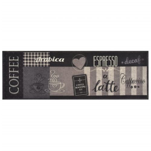 Кухненско килимче, миещо, Coffee, черно, 60x180 см, кадифе