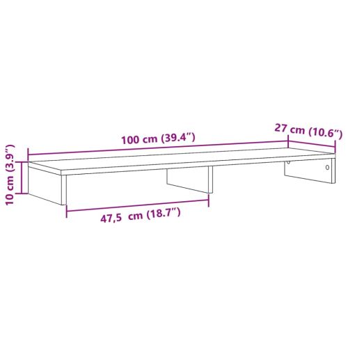 Поставка за монитор, опушен дъб, 100x27x10 см, инженерно дърво