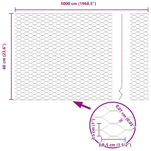 Шестоъградно ограждение с кол 50 x 0,6 м ПВЦ-обработена стомана
