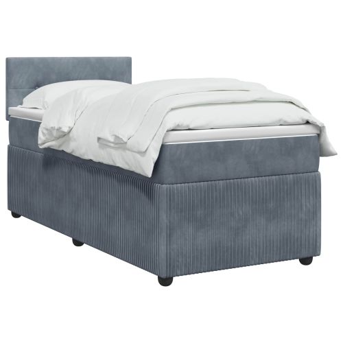 Континентално легло с матрак Тъмносиво 100 x 200 cm Кадифе