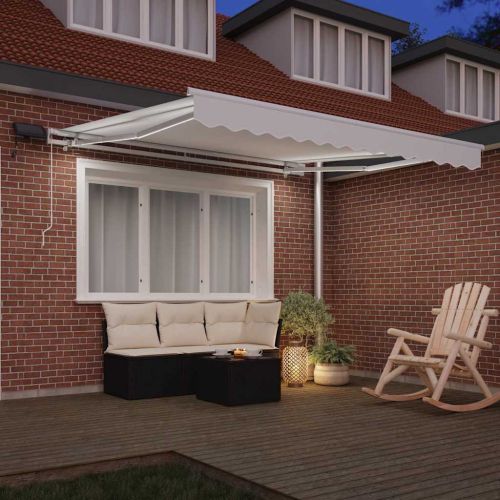 Прибираща се тента Бяло 300 x 250 cm Тъкан и алуминий
