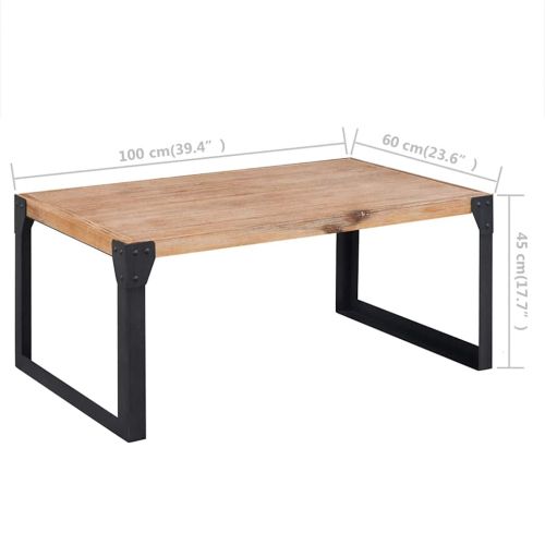 Маса за кафе, акациево дърво масив, 100x60x45 cм