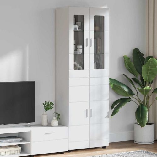 Висок шкаф FLORIN 60 x 35 x 182 см Лъскаво бяло
