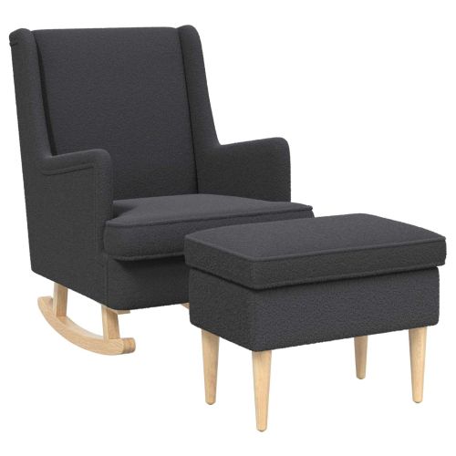 Кресло с табуретка 2 бр. Тъмносиво Букле