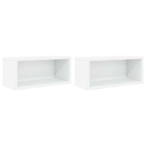 Рафтове за CDs 2 бр. Бяло 40 x 17 x 17 см Инженерна дървесина