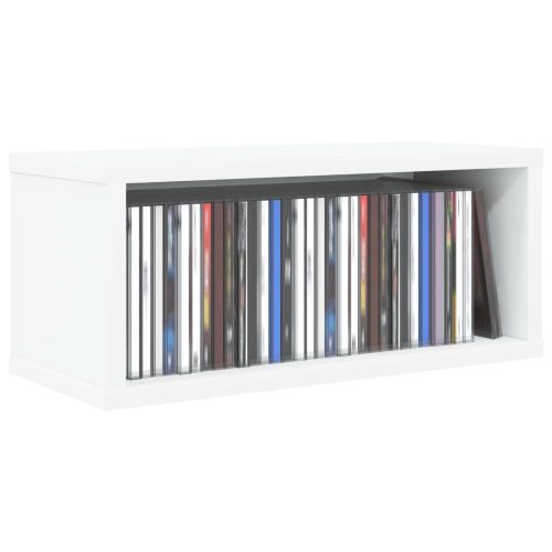 Рафтове за CDs 2 бр. Бяло 40 x 17 x 17 см Инженерна дървесина