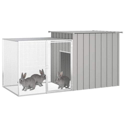 Клетка за зайци сива 200x91x100 см поцинкована стомана