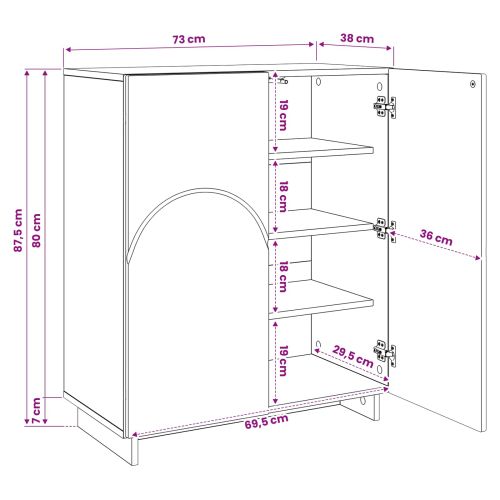 Шкаф за обувки 73 x 38 x 87,5 см Инженерна дървесина
