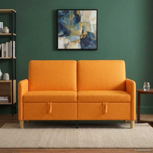 Диван с storage Тъмен жълт 152 x 78 x 87 см Полиестер