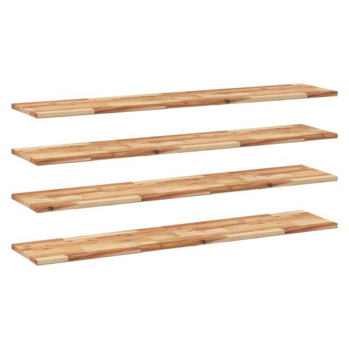 Плаващи рафтове, 4 бр., 120x30x2 см, маслено обработени, масивна дървесина, акация