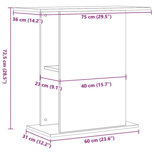 Стойка за аквариум, черен дъб, 75x36x72,5 см, инженерно дърво