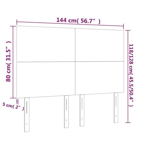 LED горна табла за легло, тъмнокафява,144x5x118/128 см, плат