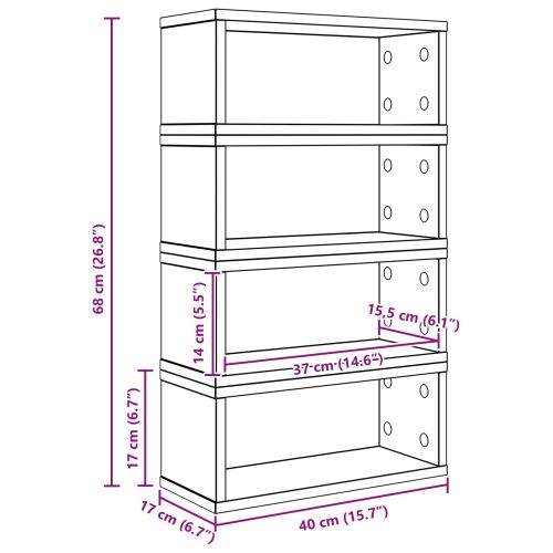 Рафтове за CDs 4 бр. Дъб сонома 40 x 17 x 17 см