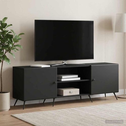 ТВ шкаф 150 x 31 x 50 см Черно Инженерна дървесина