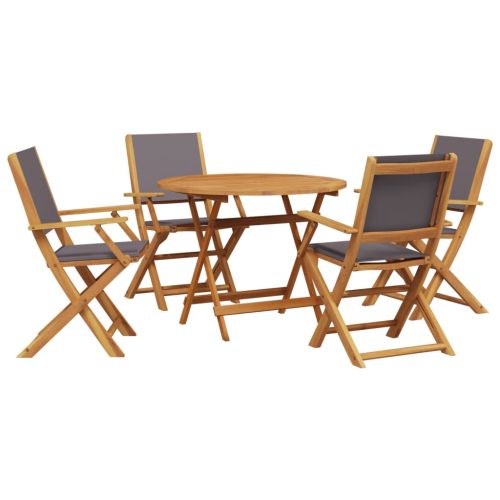 Градински трапезен комплект, 5 части, антрацит, плат и масив