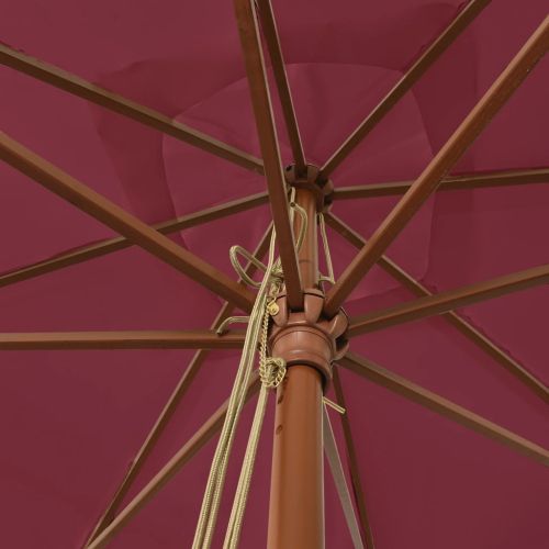 Градински чадър с дървен прът, бордо червено, 300x300x273 см
