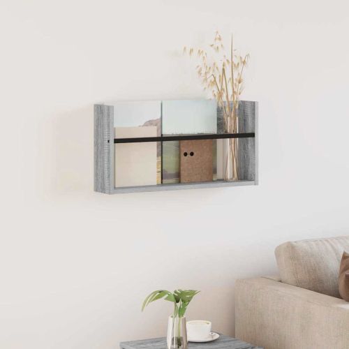 Етажерка за списания с рафт Сив Сонома 60 x 12 x 30 см
