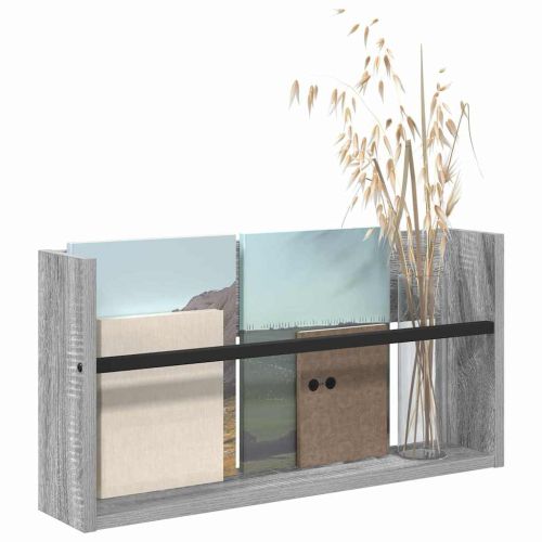 Етажерка за списания с рафт Сив Сонома 60 x 12 x 30 см