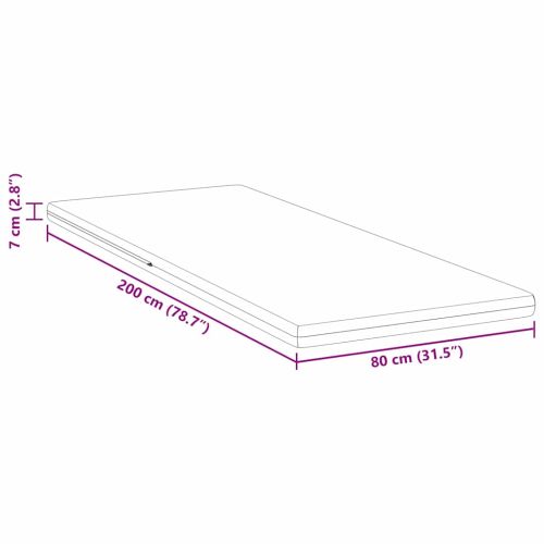 Топер за матрак 80 x 200 cm дебелина Жакардова материя Бяло