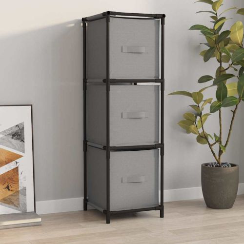 Шкаф за съхранение 3 чекмеджета плат сив 34x34x101 см стомана