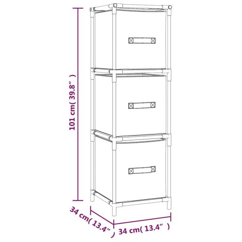 Шкаф за съхранение 3 чекмеджета плат сив 34x34x101 см стомана