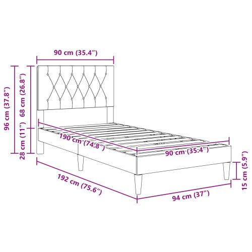 Рамка за легло с таблото Тъмнозелено 90 x 190 cm Кадифе