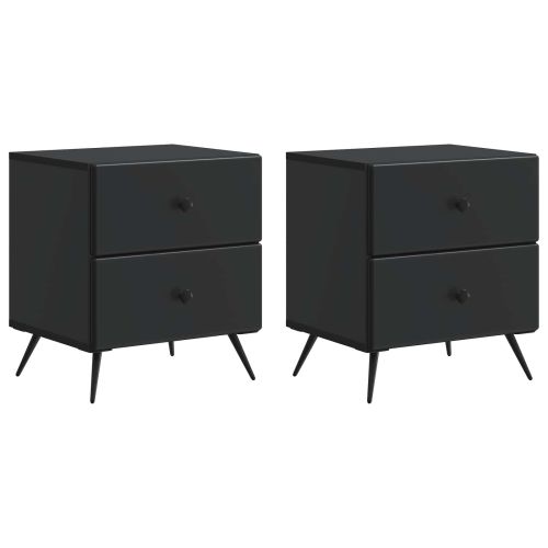 Нощен шкаф 2 бр. Черно 43 x 34,5 x 47,5 см Инженерна дървесина