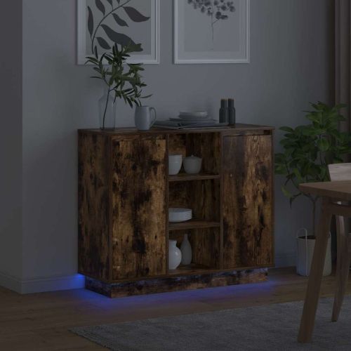LED конзолна маса Димян дъб 90 х 32 х 75 см Инженерна дървесина