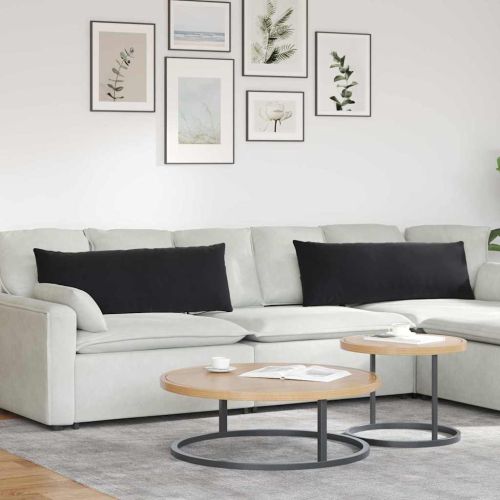 Диван възглавници 2 pcs Черно 120 x 40 cm Кордюрова тъкан