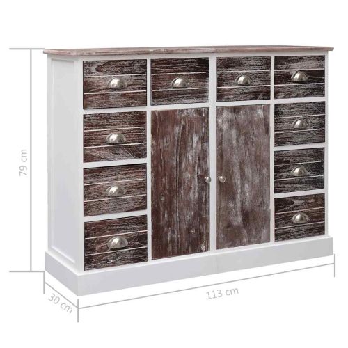 Бюфет с 10 чекмеджета, кафяв, 113x30x79 см, дърво