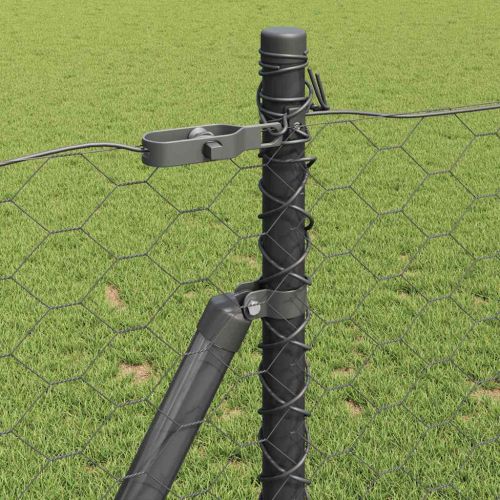 Шестоъгълна ограда с бетонна основа 25 x 1 m Сиво Мрежа